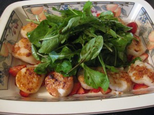 Arugula Scallops Straw