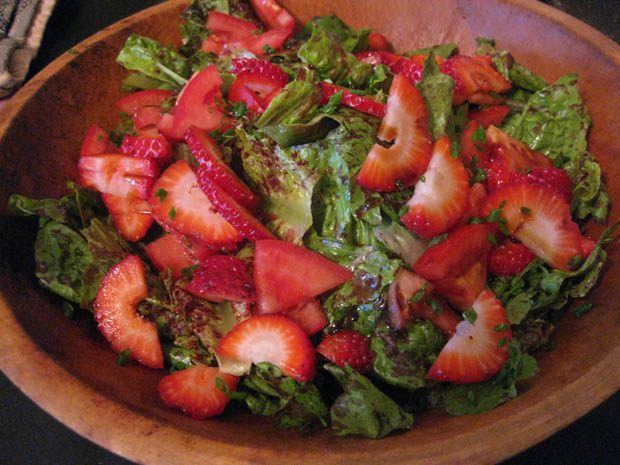 Fresh Strawberries and Speckled Trout Romaine